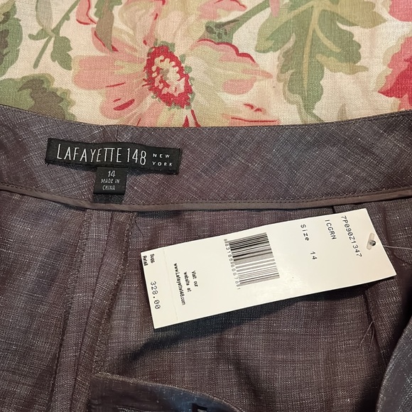 Lafayette 148 Size 14 Flat-Front Career Trouser Virgin Wool + Linen $328 NEW - Picture 9 of 16